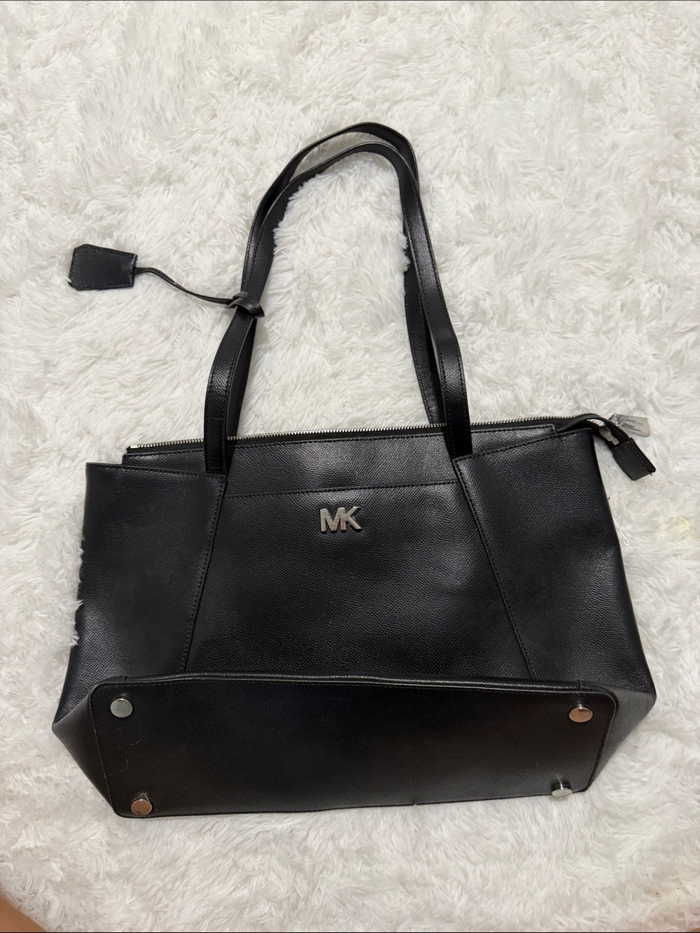 Michael Kors Black Pebbled Leather Tote with MK Hardware